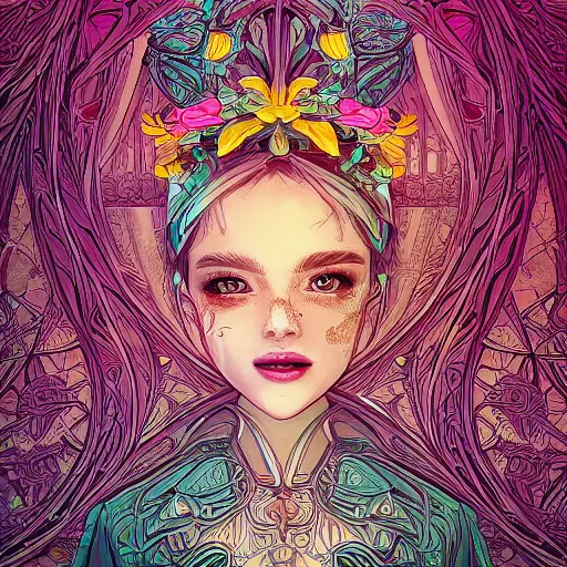 Image similar to the most incredibly beautiful and elegant and cute woman, an ultrafine detailed illustration by james jean, final fantasy, intricate linework, bright colors, behance contest winner, vanitas, angular, altermodern, unreal engine 5 highly rendered, global illumination, radiant light, detailed and intricate environment