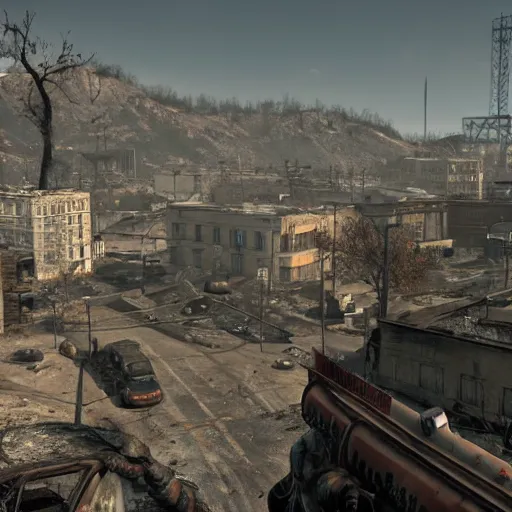 Prompt: fallout 5 set in budapest, 8 th district, game screenshot, 4 k, high detail