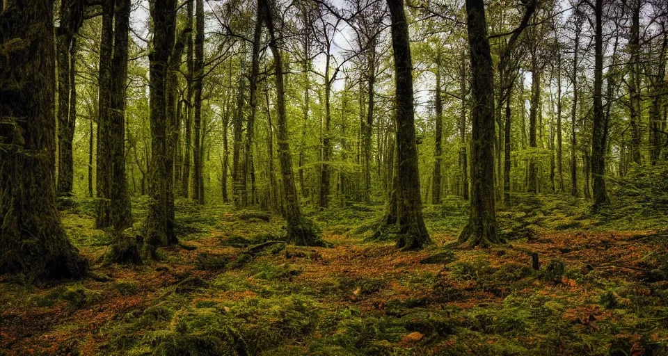 Image similar to A landscape photo of a beautiful forest scene. PROMPT, XF IQ4, 150MP, 50mm, f/1.4, ISO 200, 1/160s, natural light, Adobe Photoshop, Adobe Lightroom, DxO Photolab, Corel PaintShop Pro, rule of thirds, symmetrical balance, depth layering, polarizing filter, Sense of Depth, AI enhanced