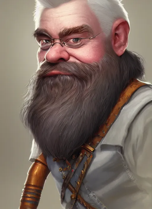 Prompt: relaxed dwarf with white hair, red iris, long beard, pale snow white skin, full body character portrait, colorful, octane render, unreal engine, studio lighting, photorealistic, digital art by greg rutkowski and artgerm and mcbess