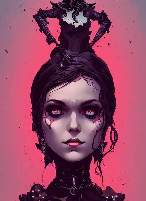 Image similar to portrait of beautifull goth maiden, cute face. dark fantasy, d & d, artstation, art by petros afshar, tom whalen, laurie greasley and greg rutkowski and ilya kuvshinov