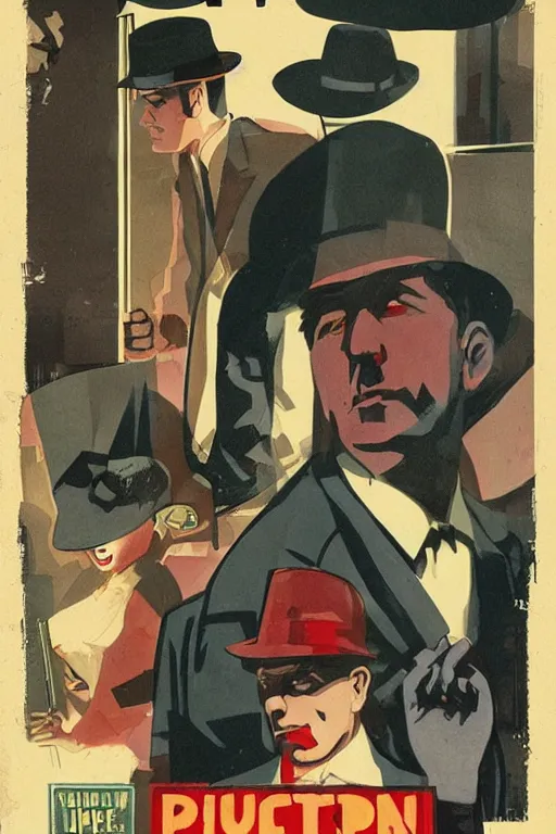 Prompt: Comic book cover depicting a 1930’s Pulp Noir Detective in the style of Phil Noto