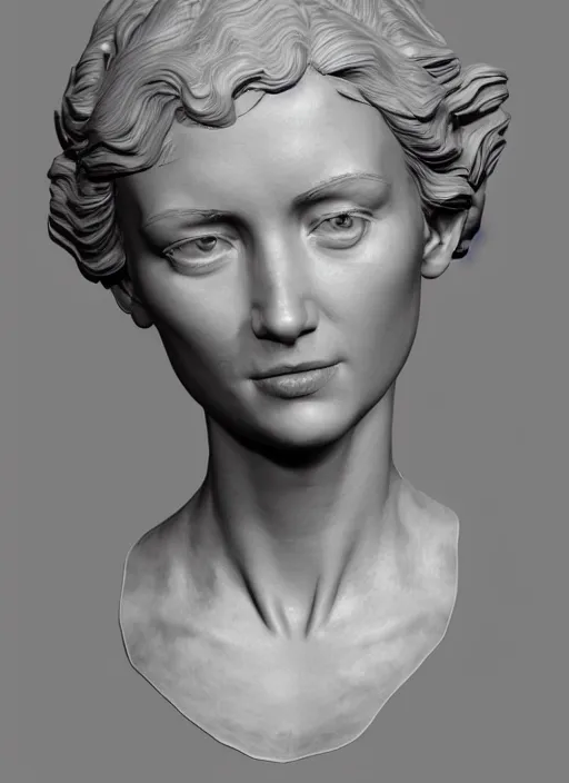 Prompt: 3D resin miniature sculpture by Jean-Baptiste Carpeaux, woman, prefect symmetrical face, academic art, realistic, 8K, Introduction factory photo, Hyperrealism. Subsurface scattering, raytracing, Octane Render, Zbrush, simple background