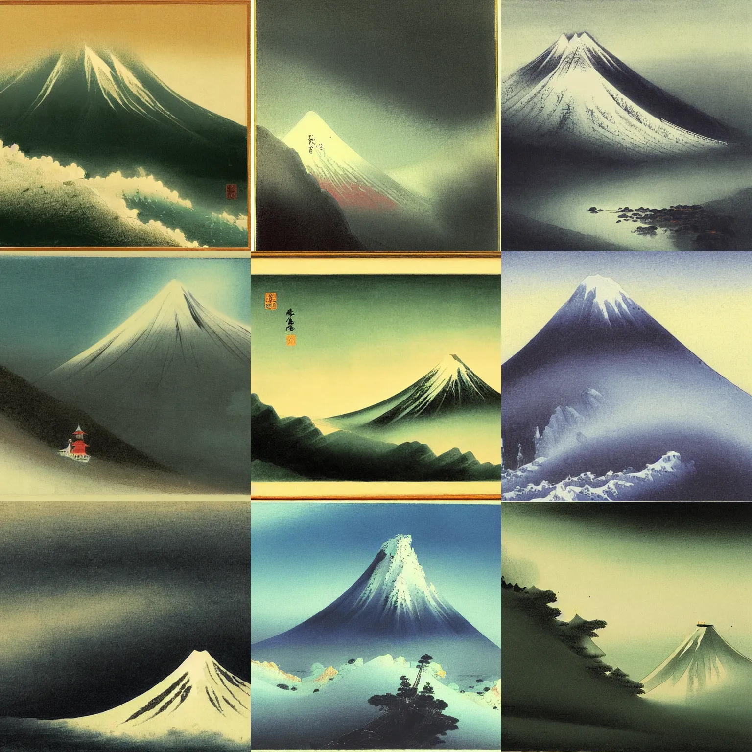 Prompt: Japanese mountain drawn by Aivazovsky