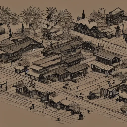 Image similar to Detailed American Old western town with Edo japanese design; trending on artstation