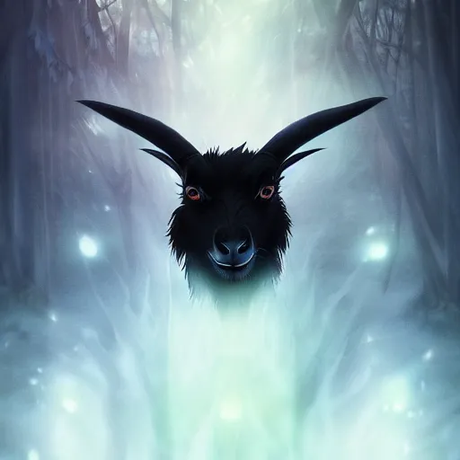 Prompt: portrait ofthe black goat of the woods with a thousand young, anime fantasy illustration by tomoyuki yamasaki, kyoto studio, madhouse, ufotable, square enix, cinematic lighting, trending on artstation