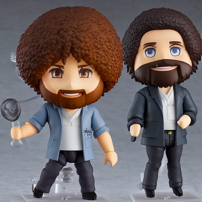 Prompt: Bob Ross, An anime Nendoroid of Bob Ross, figurine, detailed product photo