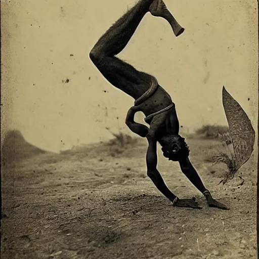 Prompt: indian man levitating above a cobra, photograph, 1877