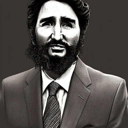 Prompt: portrait of a justin trudeau dreesed as fidel castro, photography, sepia, realism, realistic