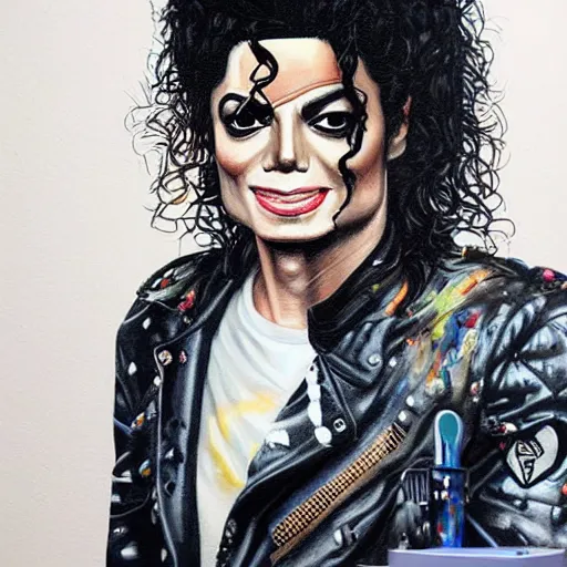 Image similar to painting of Michael Jackson by Sandra Chevrier, trending on Artstation, hyperdetailed