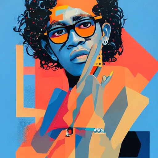 Image similar to Young Thug x YSL Painting by Sachin Teng, asymmetrical, Organic Painting , Matte Painting, geometric shapes, hard edges, graffiti, street art,:2 by Sachin Teng:4