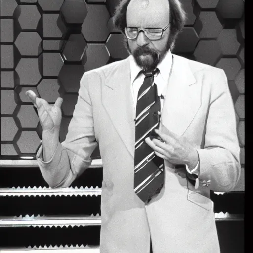 Image similar to stills of theologian John Calvin on the tv game show Match Game (1974)