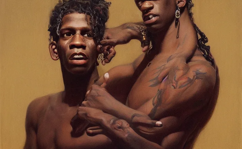 Image similar to painting of young thug by roberto ferri