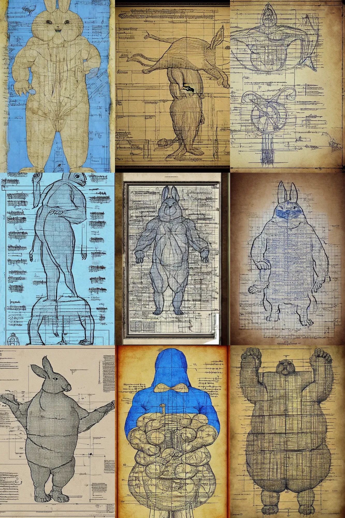 Prompt: big chungus blueprint by leonardo da vinci