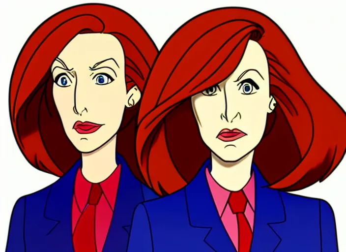 Image similar to an animation cel of dana scully, in the style of netflix animation, toei animation, filmation animation, traditional animation, sharp detail