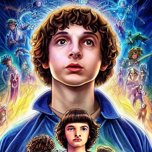 Prompt: A fantasy comic book style portrait painting of Finn Wolfhard, Stranger Things universe, real, refined, detailed digital art, Josephine wall, oil painting, William-Adolphe Bouguereau, Art Frahm, Esao Andrews, Steampunk, Walt Disney (1937) ), Highly Detailed, Cinematic Lighting, Unreal Engine, 8k, HD