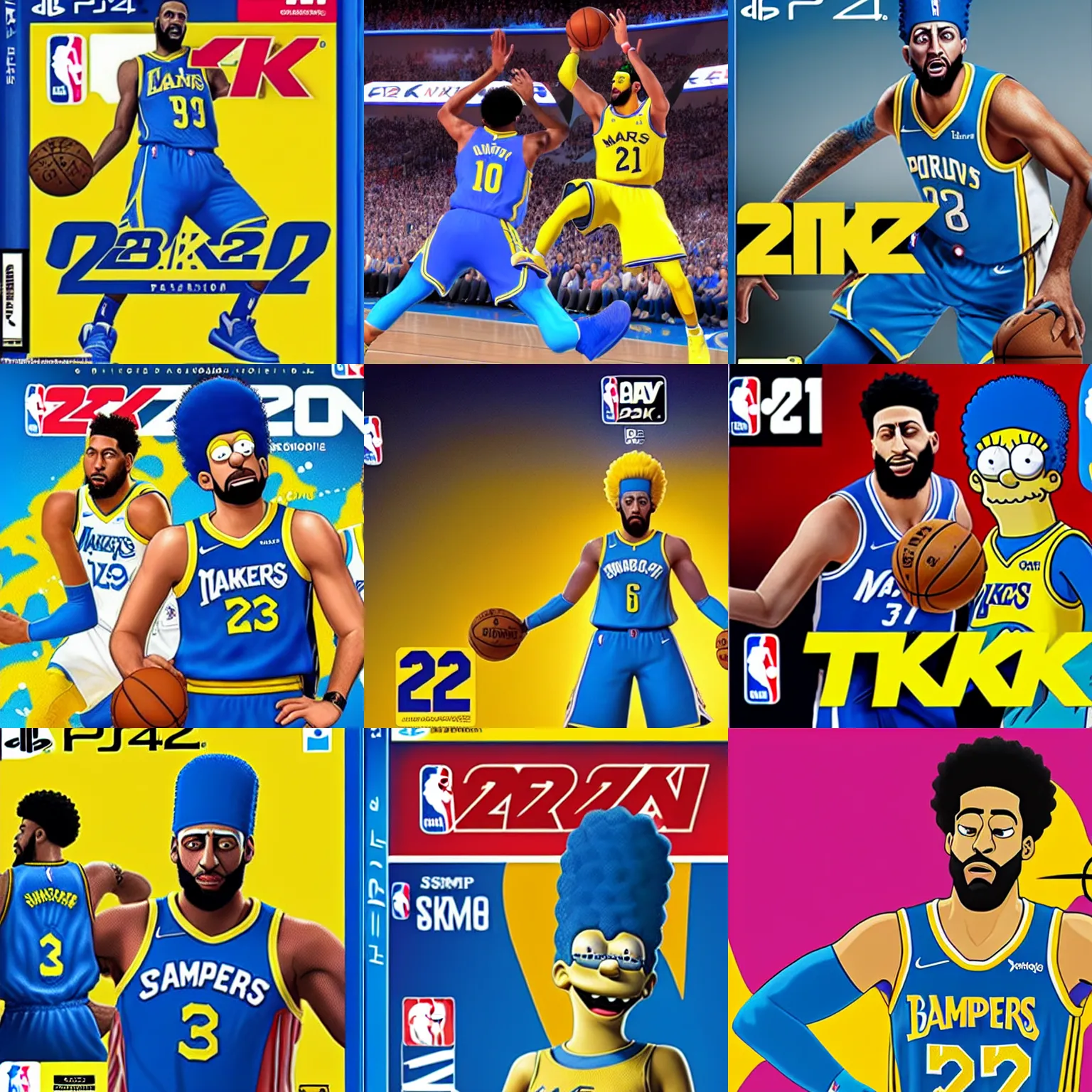 Prompt: nba 2 k 2 1, ps 4, marge simpson