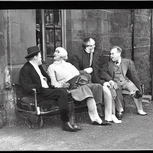 Image similar to friendly british gentleman lord is telling a joke, vintage photo