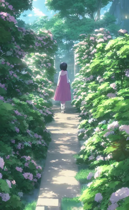 Prompt: rose garden by makoto shinkai