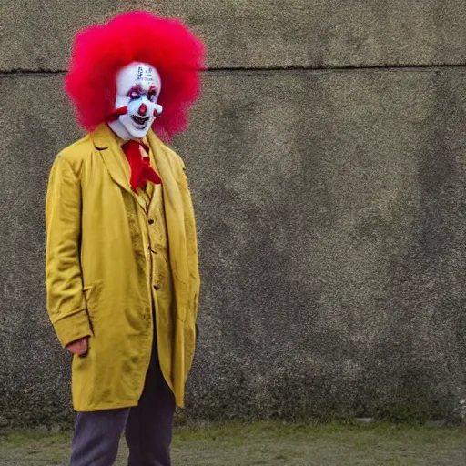 Prompt: a man as a clown in a Roy Andersson movie