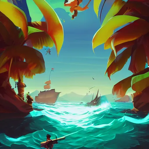 Image similar to painting treasure on sea of thieves game smooth median photoshop filter cutout vector, behance hd by jesper ejsing, by rhads, makoto shinkai and lois van baarle, ilya kuvshinov, rossdraws global illumination