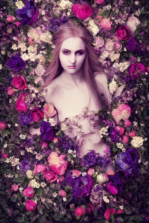 Image similar to beautiful elven women clothed in flowers by malgorzata kmiec, floral, ethereal, elegant