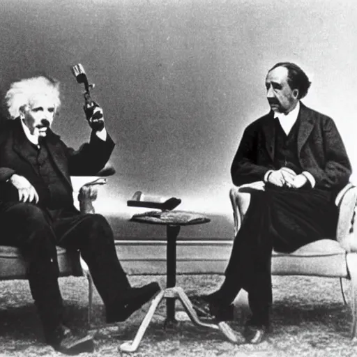 Image similar to vintage photo of Einstein and Thomas Alva Edison