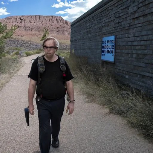 Prompt: finally ending up outside the lab where he started, gordon is forced to head on foot to black mesa east by himself.