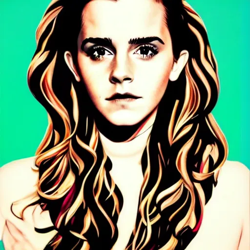 Image similar to Emma Watson, pop-art