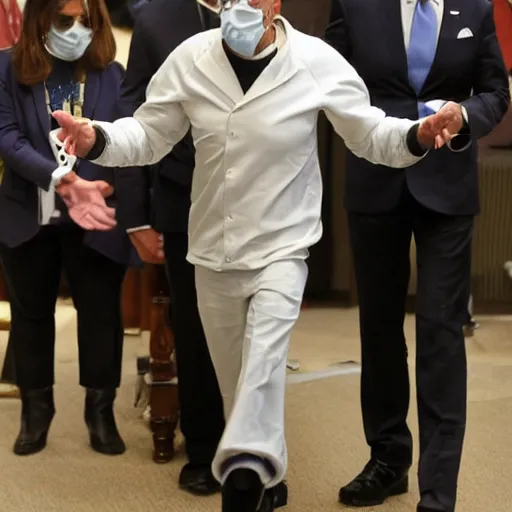 Image similar to joe biden wearing a straight jacket