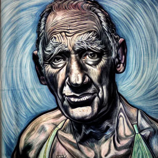 Image similar to Artwork by Peter Howson,