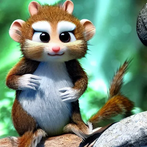 Image similar to cute claymation squirel over the hedge ice age