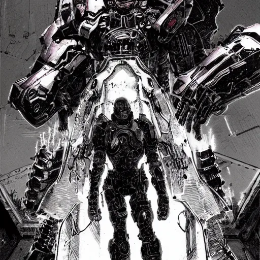 Image similar to doom slayer, tsutomu nihei art