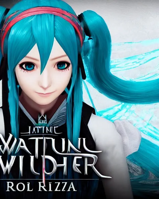 Image similar to Hatsune Miku in the role of Witcher III Gerald of Rivia, amazing short, 8K, IMAX, ultra detailed