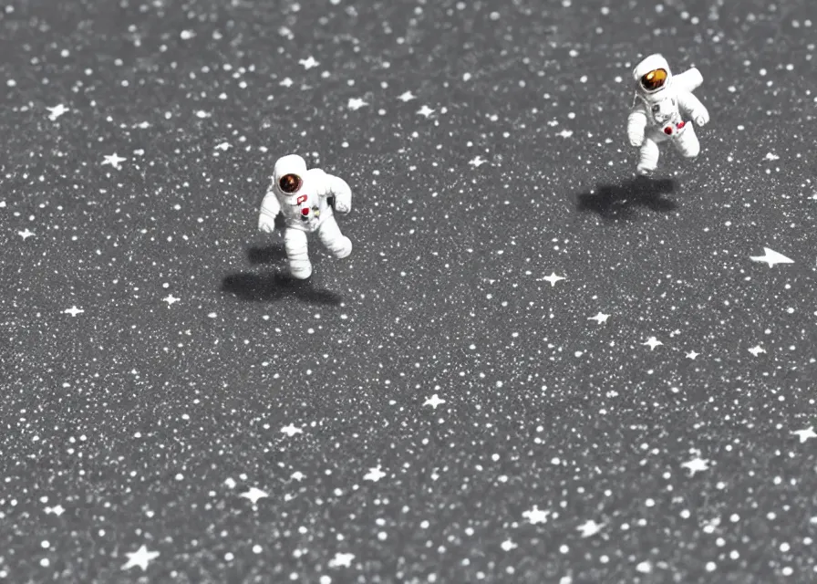 Prompt: astronaut running on moon, earth in background stary sky, claymation