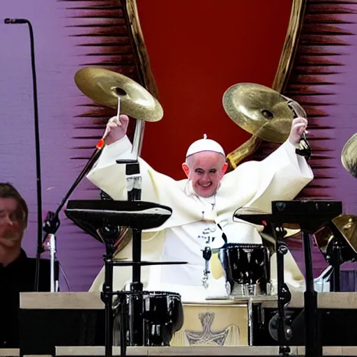 Image similar to The pope epic drum solo