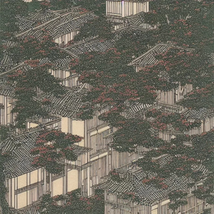 Image similar to a building in a landscape, by takato yamamoto