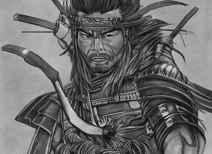 Prompt: toshiro mifune as an ancient warrior, extremely detailed, fantasy art, great quality, d & d,