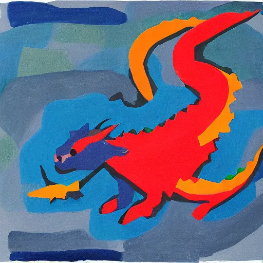 Prompt: dragon by etel adnan