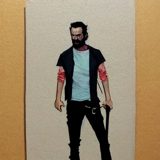 Prompt: Rick Grimes picture by Sachin Teng, asymmetrical, dark vibes, Realistic Painting , Organic painting, Matte Painting, geometric shapes, hard edges, graffiti, street art:2 by Sachin Teng:4