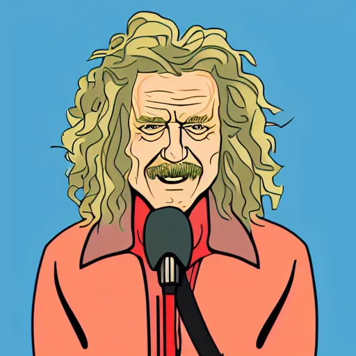 Image similar to robert plant from led zepelin singing, sticker - art, svg vector, adobe - illustrator