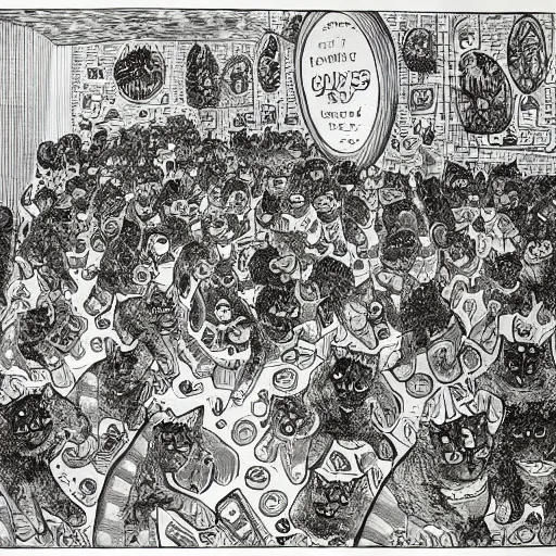 Image similar to Garfield comic drawn by Louis Wain