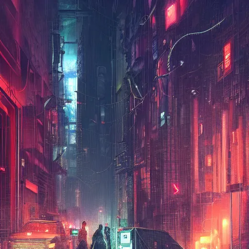 Image similar to a cyberpunk street, rainy night, jellyfish running, the outline of mountains in the distance ， by darek zabrocki