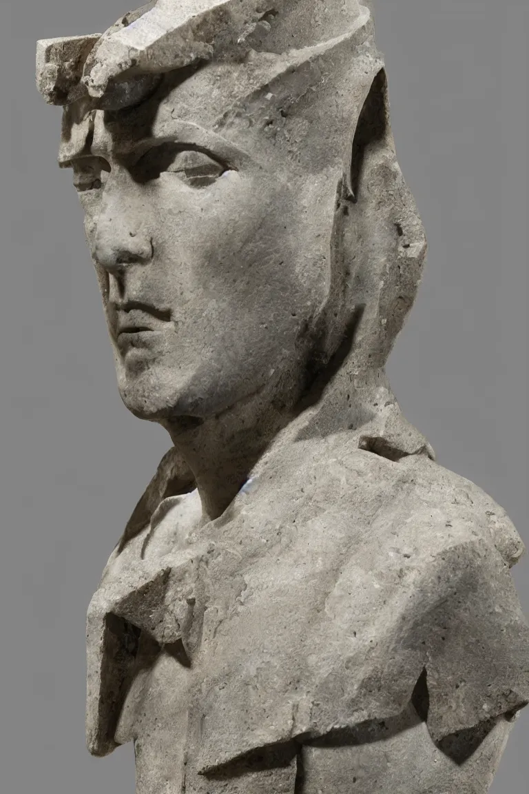 Prompt: a marble bust of the Decepticon Starscream from 4th century rome, museum lighting, sharp focus