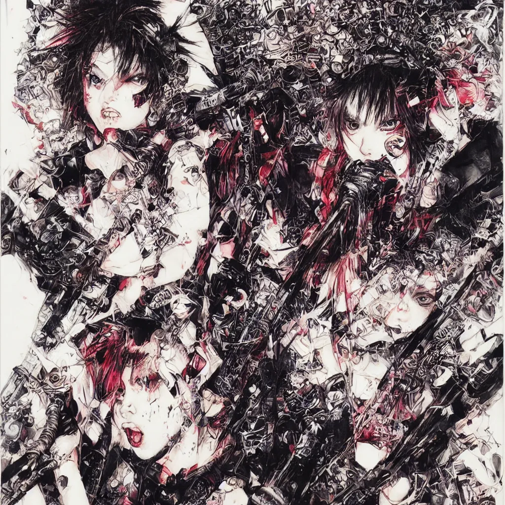 Image similar to punk girl with a spiked baseball bat by ayami kojima