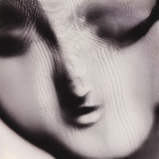 Image similar to A close up of a woman with her hands pressed against a fine mesh, Man Ray, The Veil