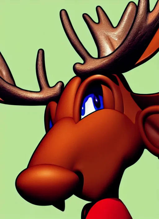 Prompt: highly detailed closeup of a moose character, from sonic the hedgehog, sonic video game series, character concept art