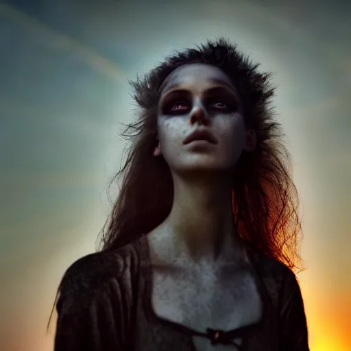 Image similar to photographic portrait of a stunningly beautiful post apocalyptic gothic female in soft dreamy light at sunset, contemporary fashion shoot, by edward robert hughes, annie leibovitz and steve mccurry, david lazar, jimmy nelsson, breathtaking, 8 k resolution, extremely detailed, beautiful, establishing shot, artistic, hyperrealistic, beautiful face, octane render