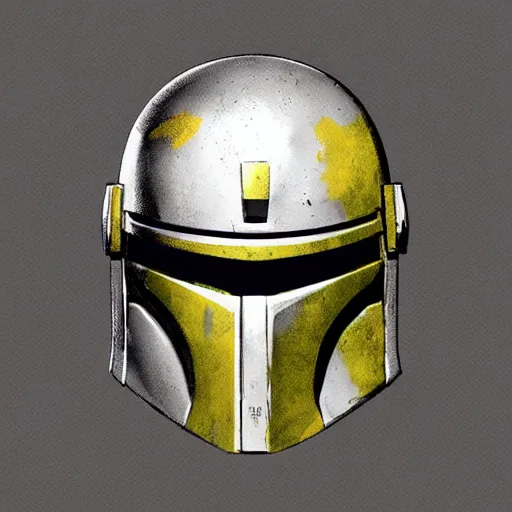 Image similar to mandalorian helmet, concept art, Artstation