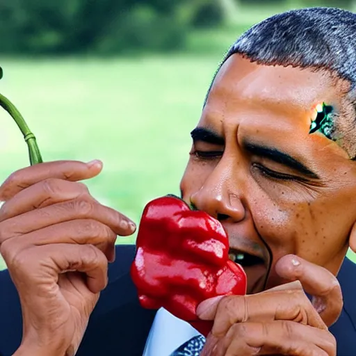 Image similar to barack obama eating a pepper